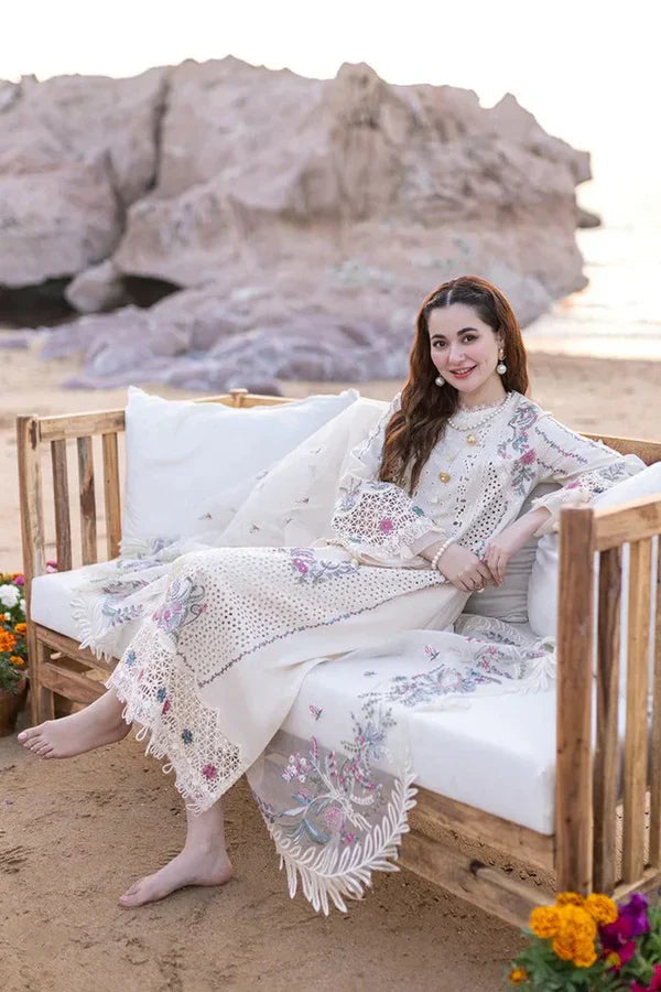 3PC LAWN EMBROIDERED SHIRT WITH ORGANZA EMBROIDERED DUPATTA ZE-003