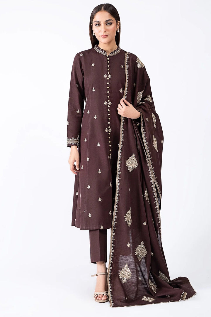 Dhanak-3PC Embroidered Shirt with Dhanak Embroidered Dupatta BH-0031