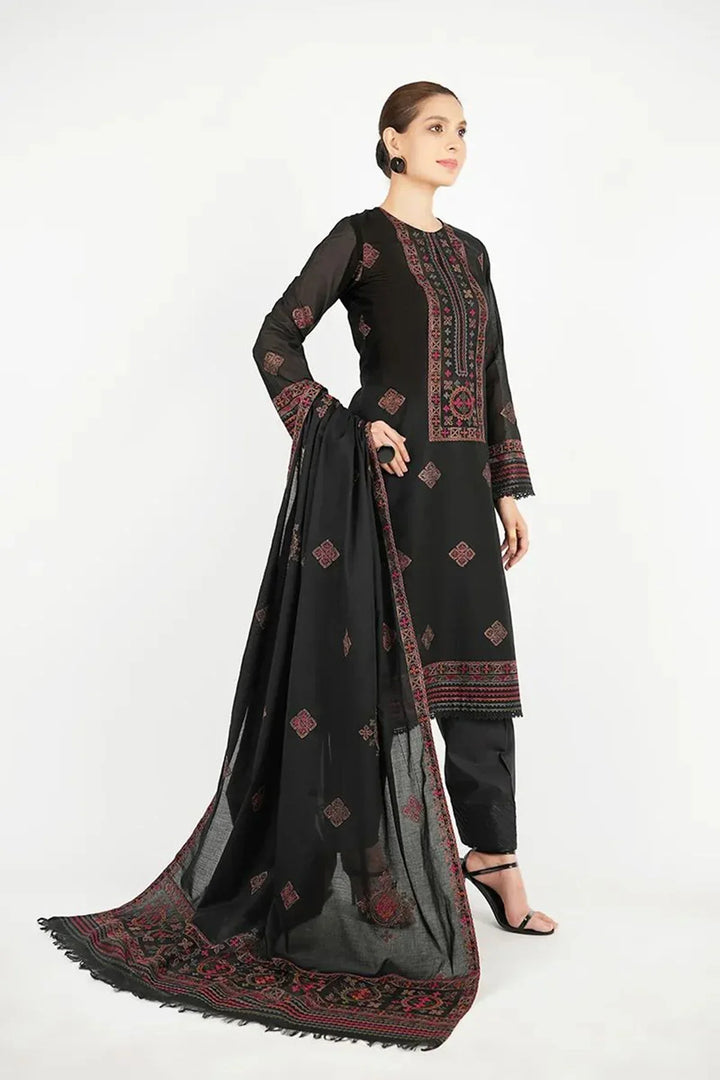 DHANAK 3PC EMBROIDERED DRESS WITH READY TO WEAR HEAVY EMBROIDERY SHAWL