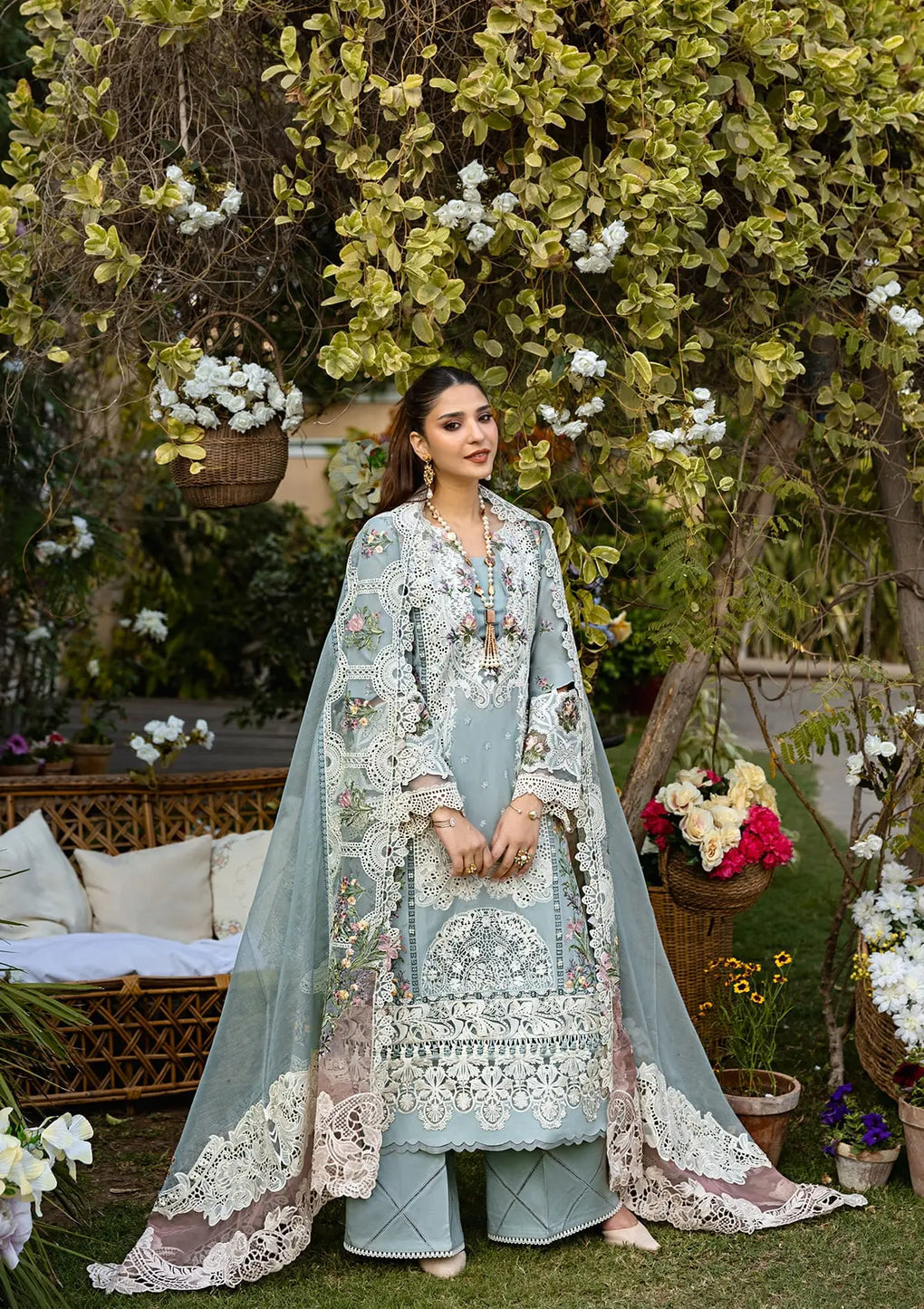 ELAF | SAMAA |UNSTITCHED LAWN 3PC EMBROIDERED SUITE
