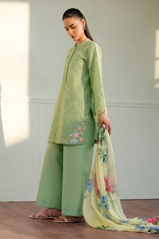 Zara Shahjahan 3Pc Embroidered Unstitched Lawn Suite With Printed Dupatta