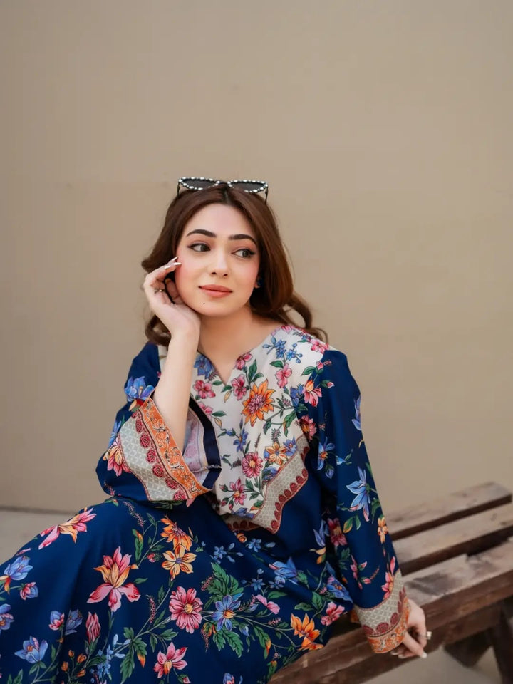 Printed Silk Kaftan 2Piece CH -392