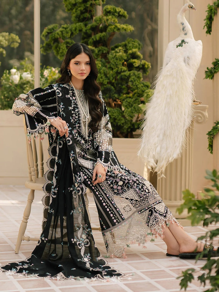 3PC UNSTITCHED DHANAK  EMBROIDERED SHIRT WITH EMBROIDERED SHAWL SA-652-A