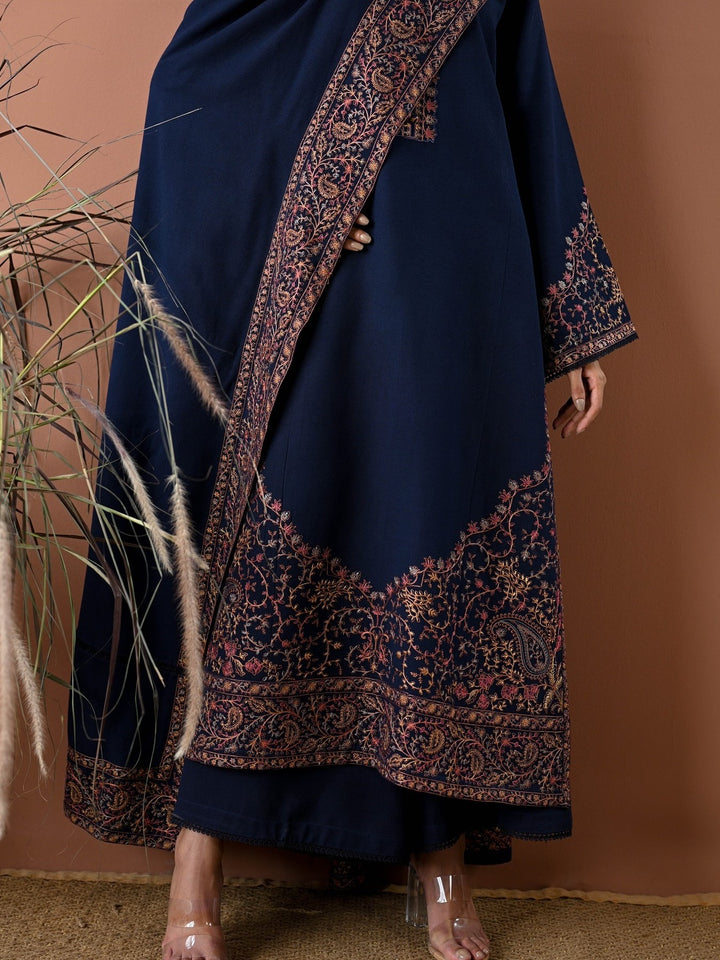 3PC UNSTITCHED DHANAK  EMBROIDERED SHIRT WITH EMBROIDERED SHAWL SA-654