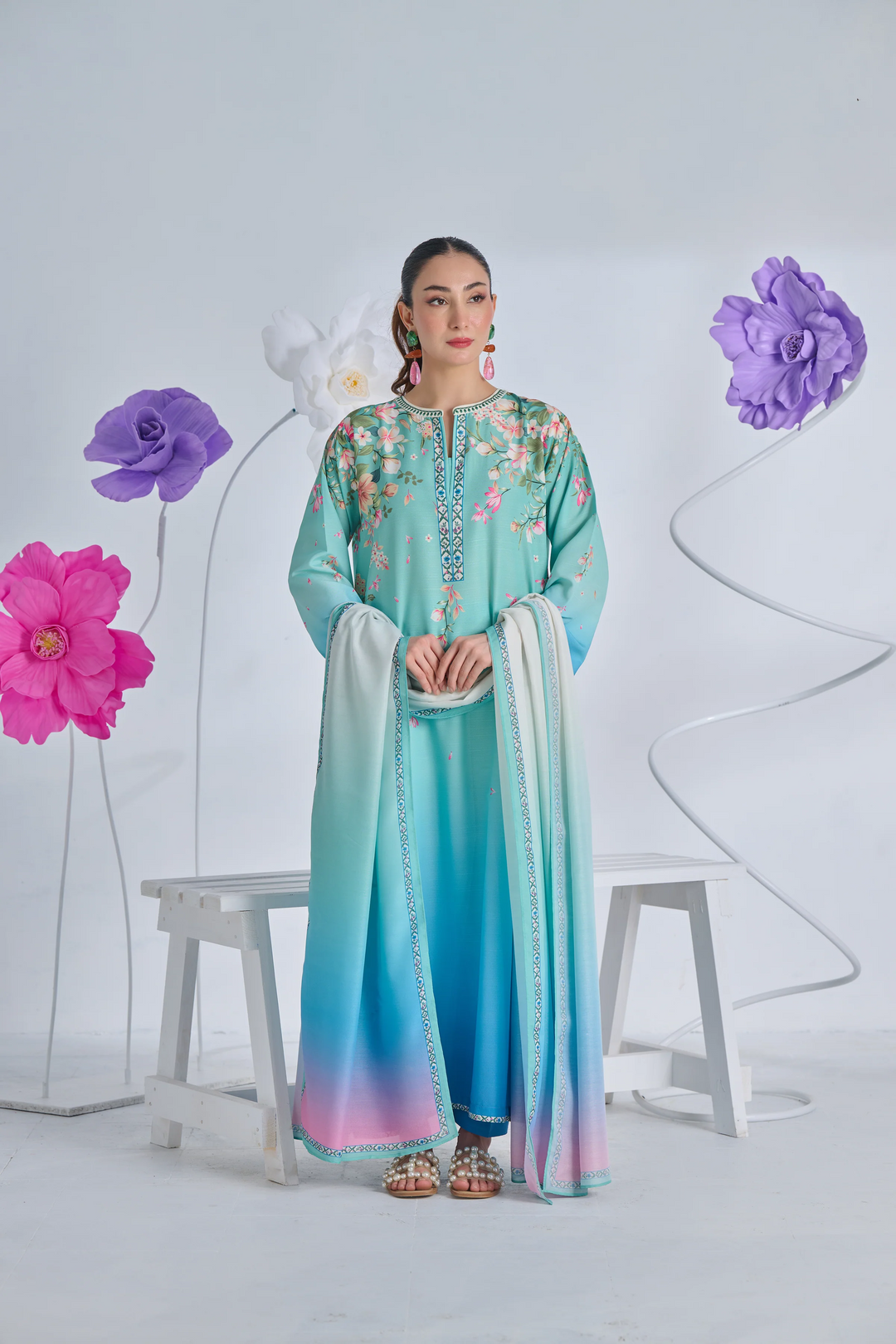 CH - 396 Premium Printed 2 Pc Stitched Suit