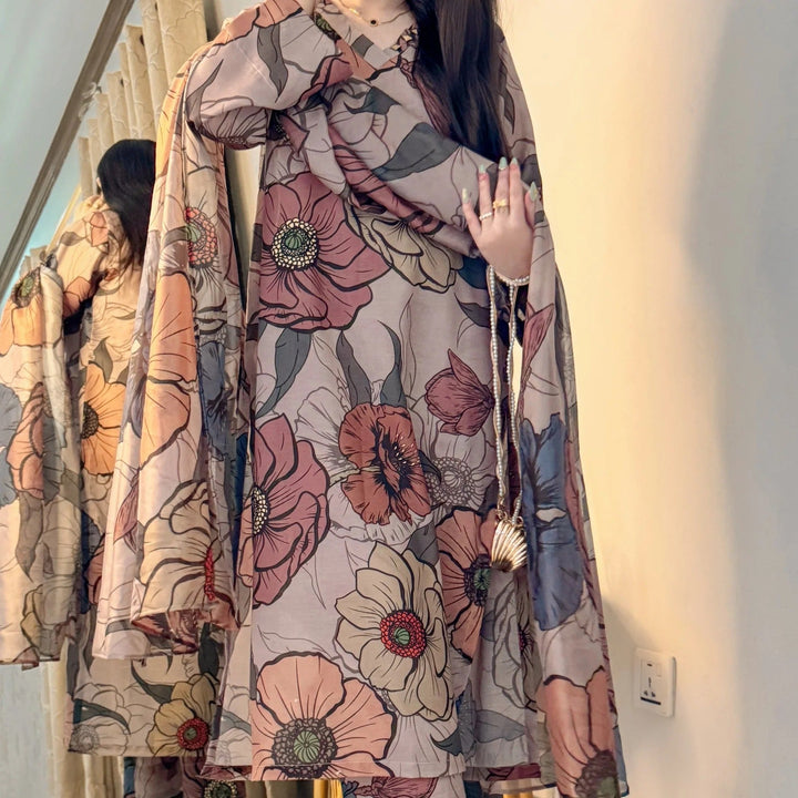 CH - 398 Premium Printed 3 Pc Stitched Suit